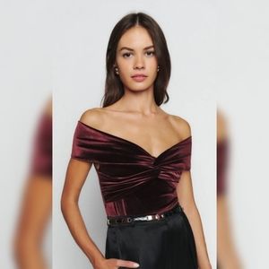 Reformation Ezlynn Knit Velvet Top S NWT